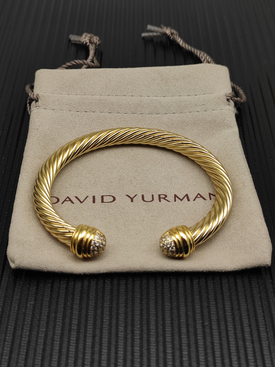 NO:380564,David Yurman 7mm half-sided diamond gold bracelet, jewelry quality, bracelet19860909David Yurman 7mm半边钻金色手镯,饰品精品,bracelet,Jewelry