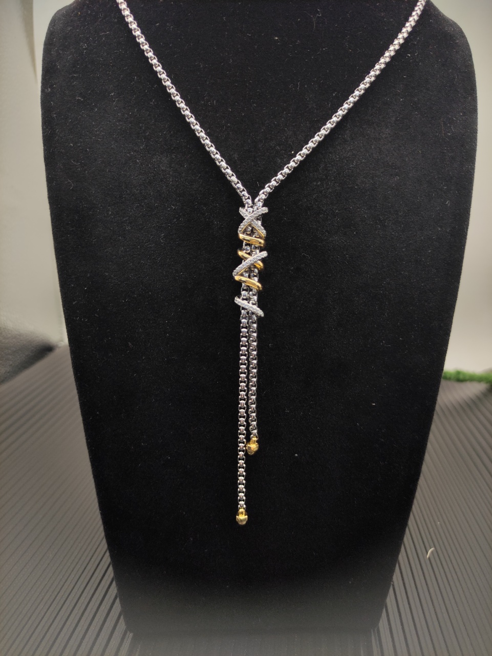 540 💰David Yuurman silver chain split Helena Y necklace. 3mm chain, 45+5cm extension chain. No. DYXL-161 - 图片 5