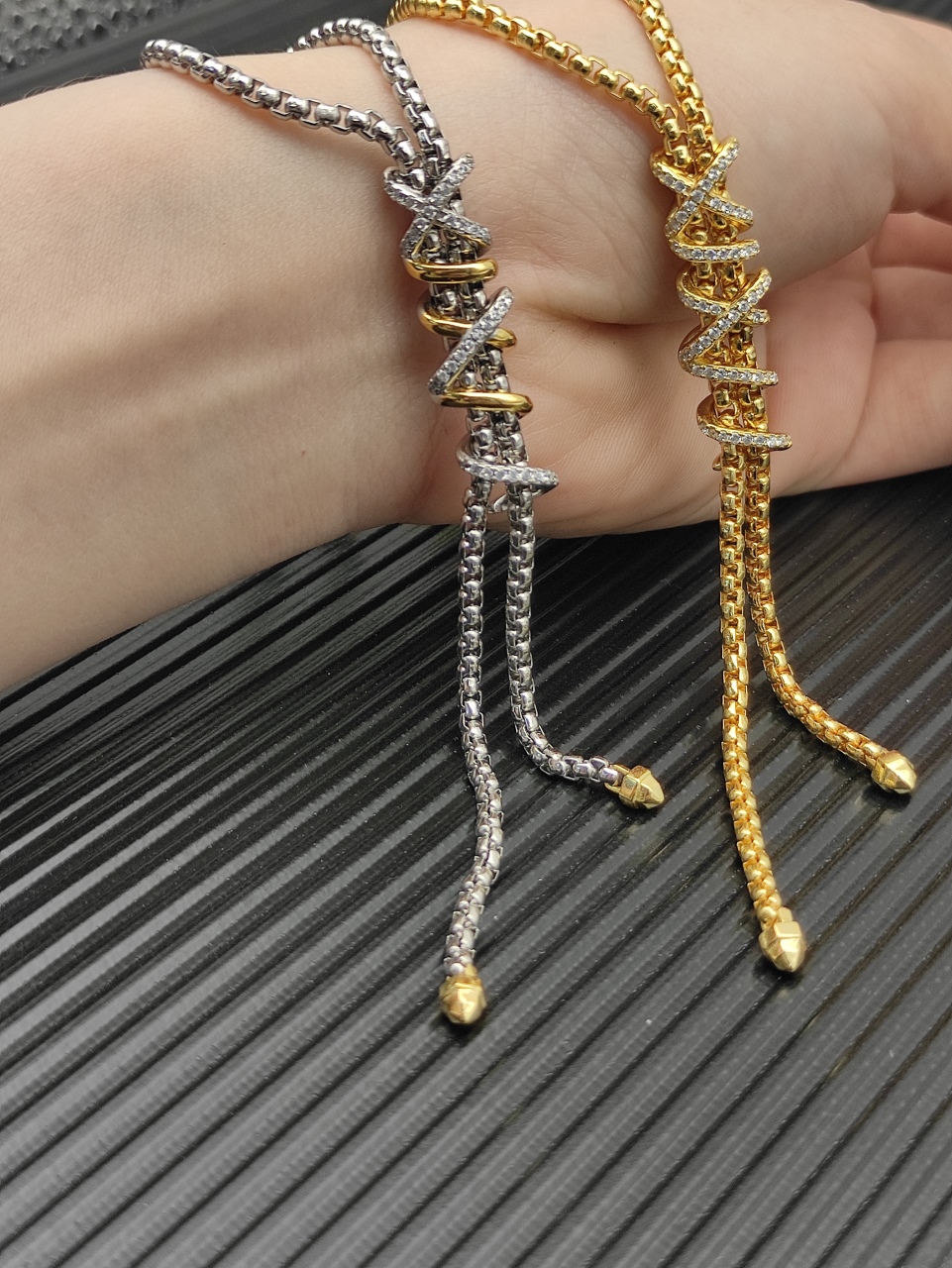 540 💰David Yuurman silver chain split Helena Y necklace. 3mm chain, 45+5cm extension chain. No. DYXL-161 - 图片 6