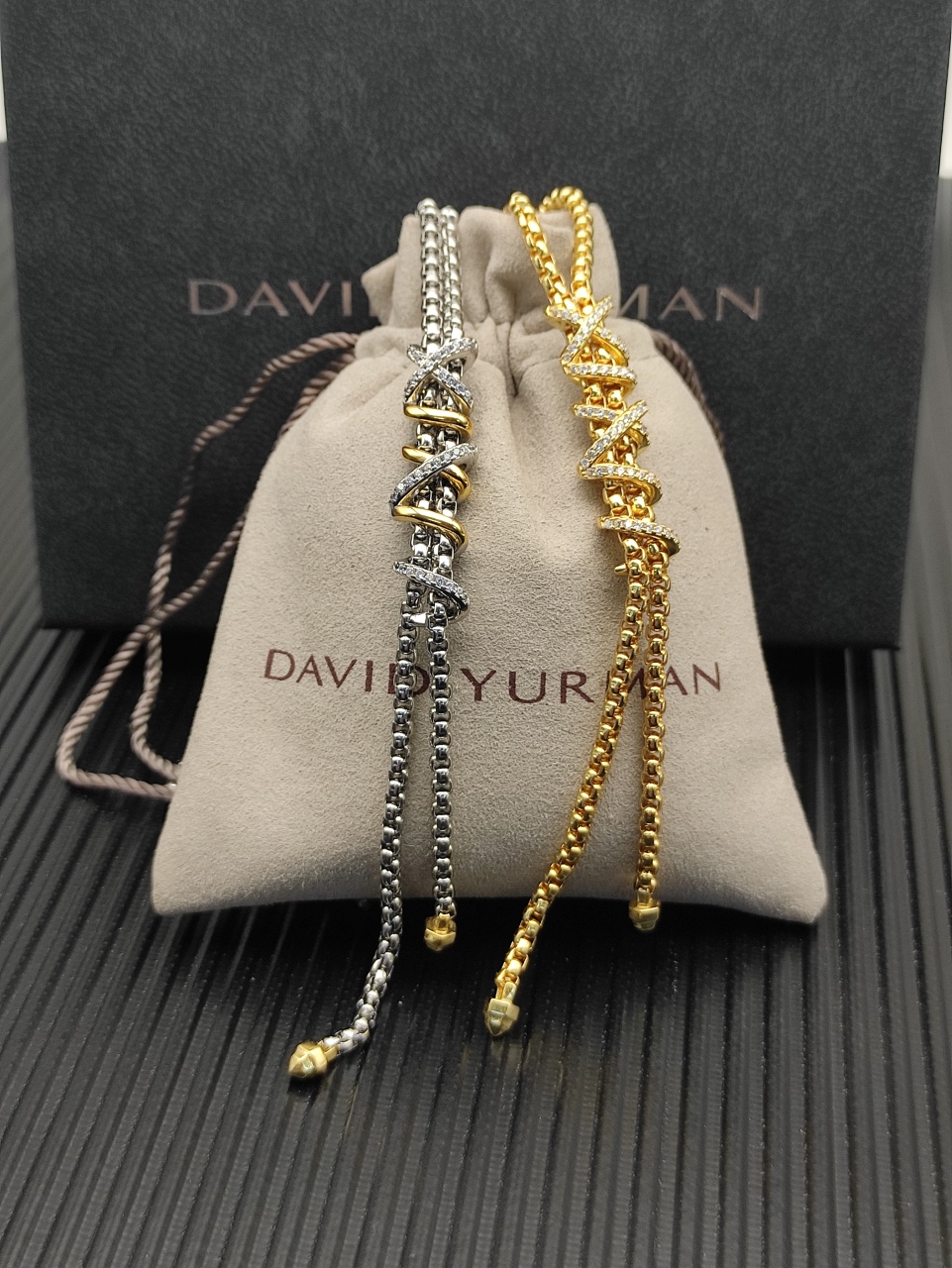 540 💰David Yuurman silver chain split Helena Y necklace. 3mm chain, 45+5cm extension chain. No. DYXL-161 - 图片 7