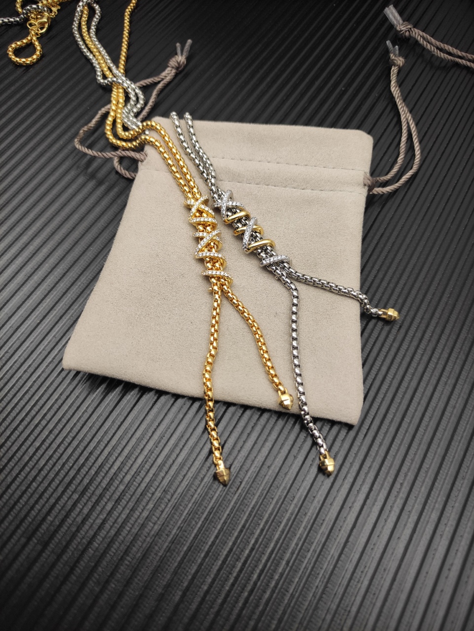 540 💰David Yuurman silver chain split Helena Y necklace. 3mm chain, 45+5cm extension chain. No. DYXL-161 - 图片 8
