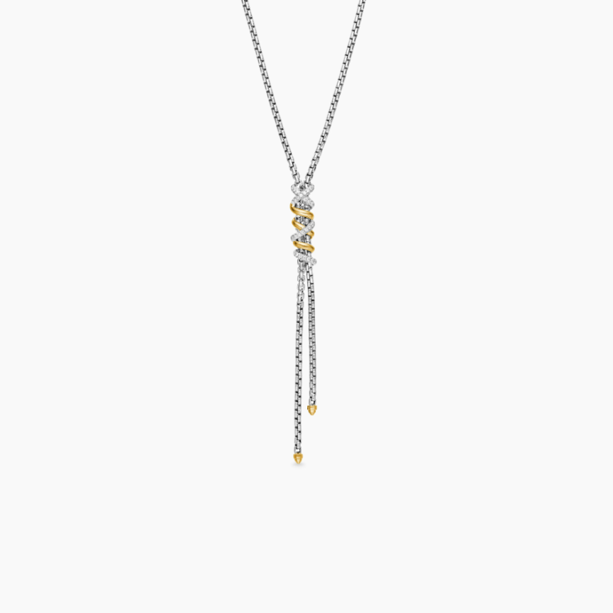 540 💰David Yuurman silver chain split Helena Y necklace. 3mm chain, 45+5cm extension chain. No. DYXL-161 - 图片 9