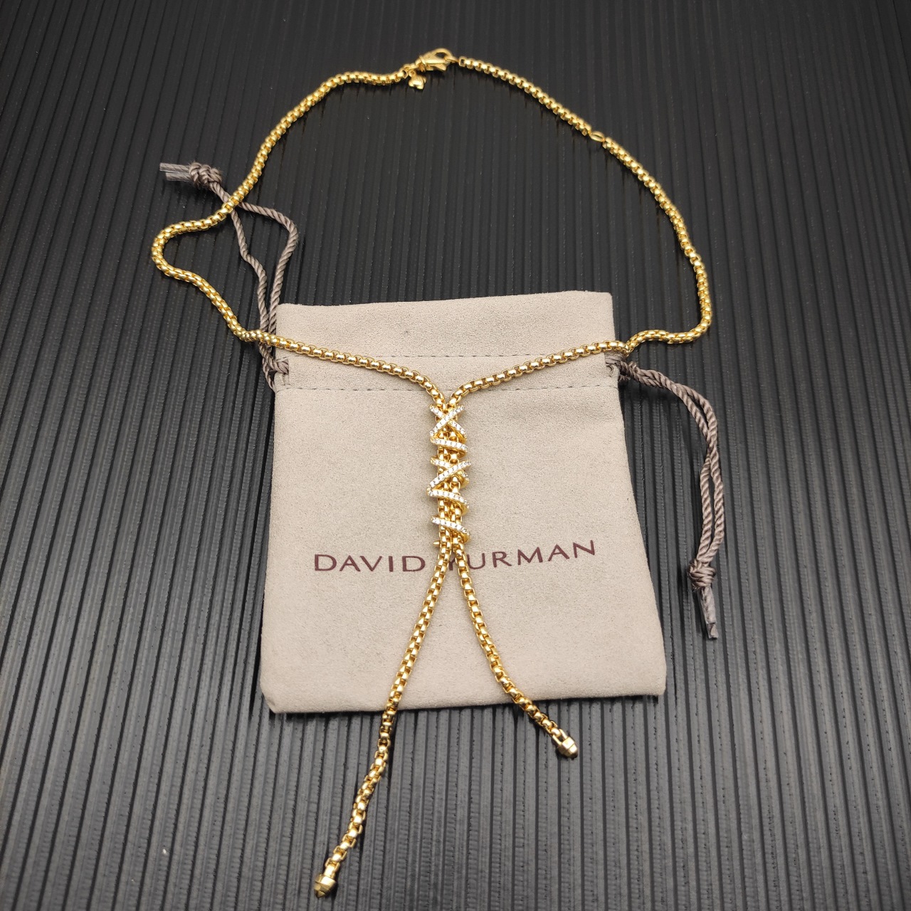 540 💰David Yuurman Golden Helena Y necklace. 3mm chain, 45+5cm extension chain. No. DYXL-162 - 图片 2