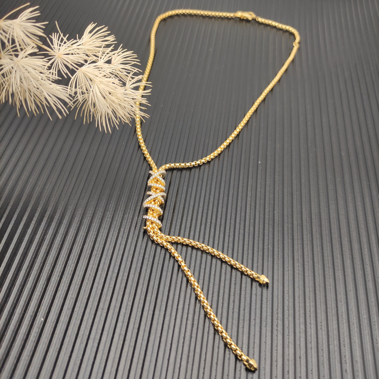 540 💰David Yuurman Golden Helena Y necklace. 3mm chain, 45+5cm extension chain. No. DYXL-162 - 图片 4