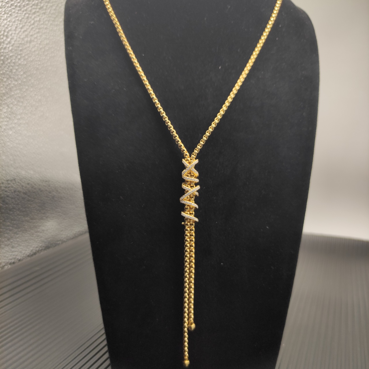 540 💰David Yuurman Golden Helena Y necklace. 3mm chain, 45+5cm extension chain. No. DYXL-162 - 图片 5