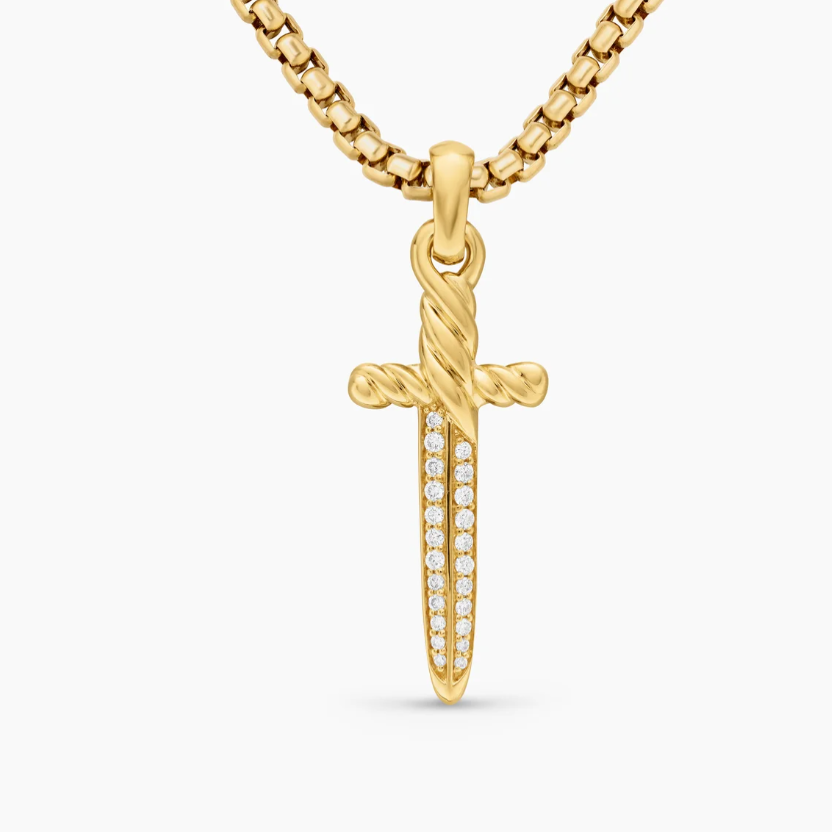 500 💰David Yuurman gold peter dagger necklace. Two millimeters long, 45 plus five. No. DYXL-164