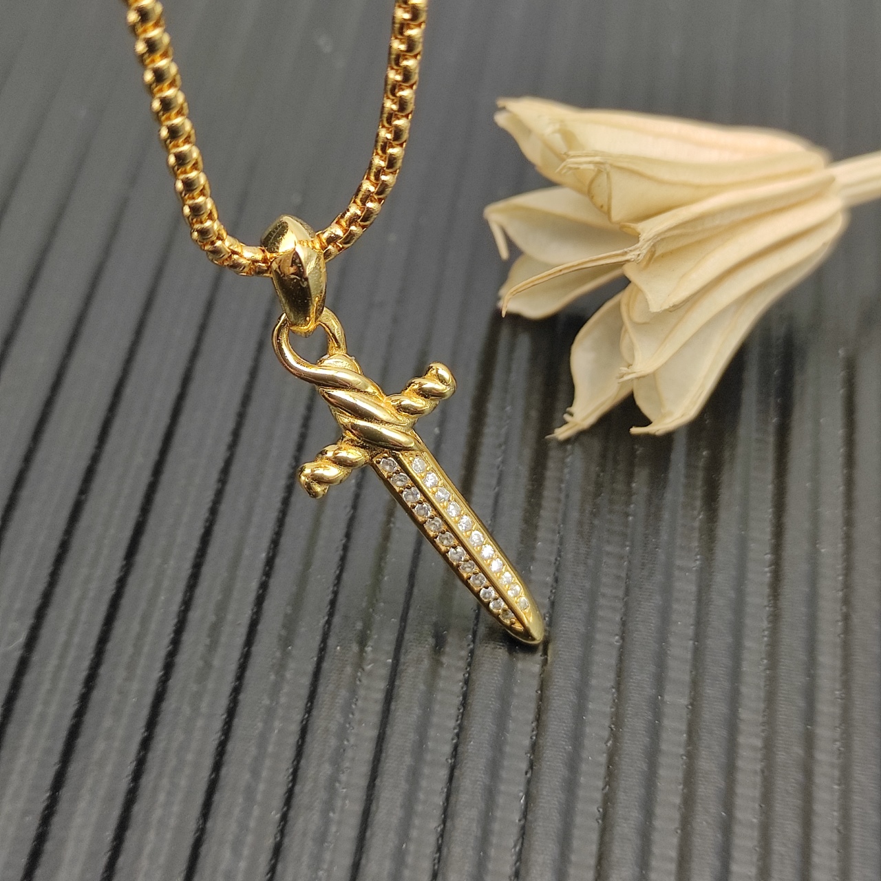 500 💰David Yuurman gold peter dagger necklace. Two millimeters long, 45 plus five. No. DYXL-164 - 图片 6