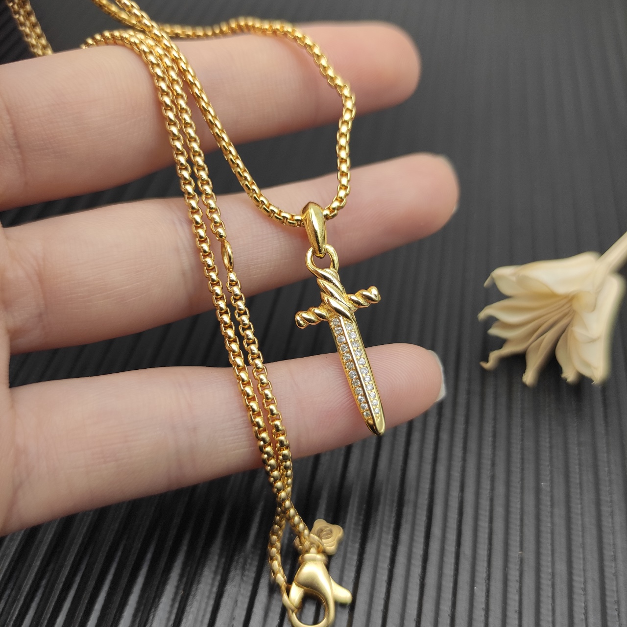 500 💰David Yuurman gold peter dagger necklace. Two millimeters long, 45 plus five. No. DYXL-164 - 图片 8