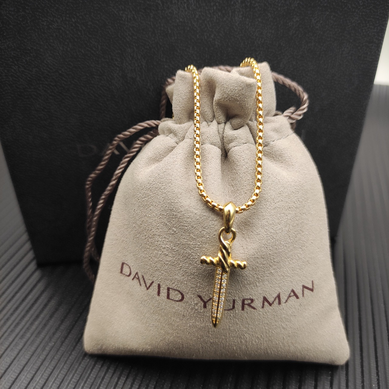500 💰David Yuurman gold peter dagger necklace. Two millimeters long, 45 plus five. No. DYXL-164 - 图片 9