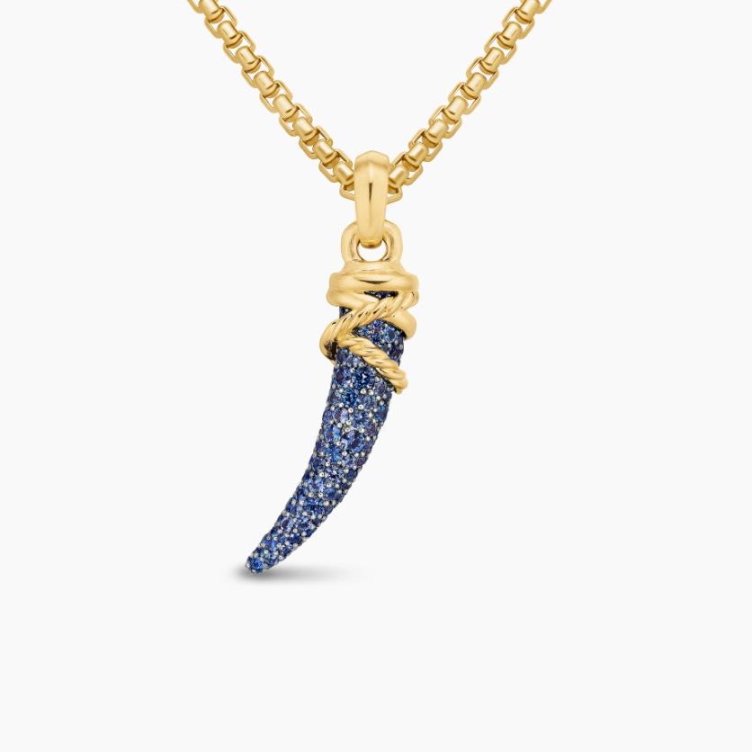 500 💰Davidturman sapphire tooth necklace. Two millimeters long, 45+5cm late. No. DYXL-168