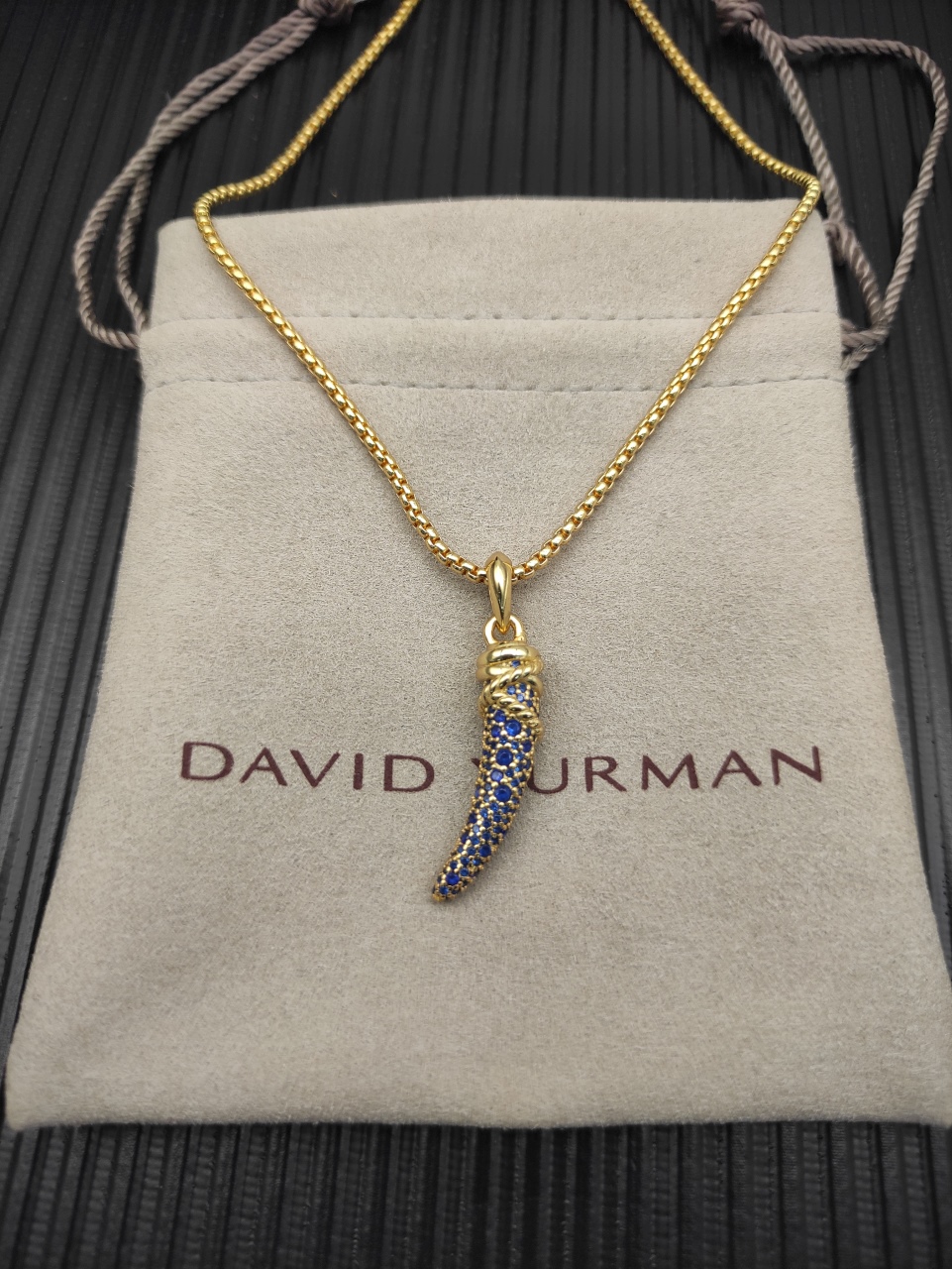 500 💰Davidturman sapphire tooth necklace. Two millimeters long, 45+5cm late. No. DYXL-168 - 图片 2