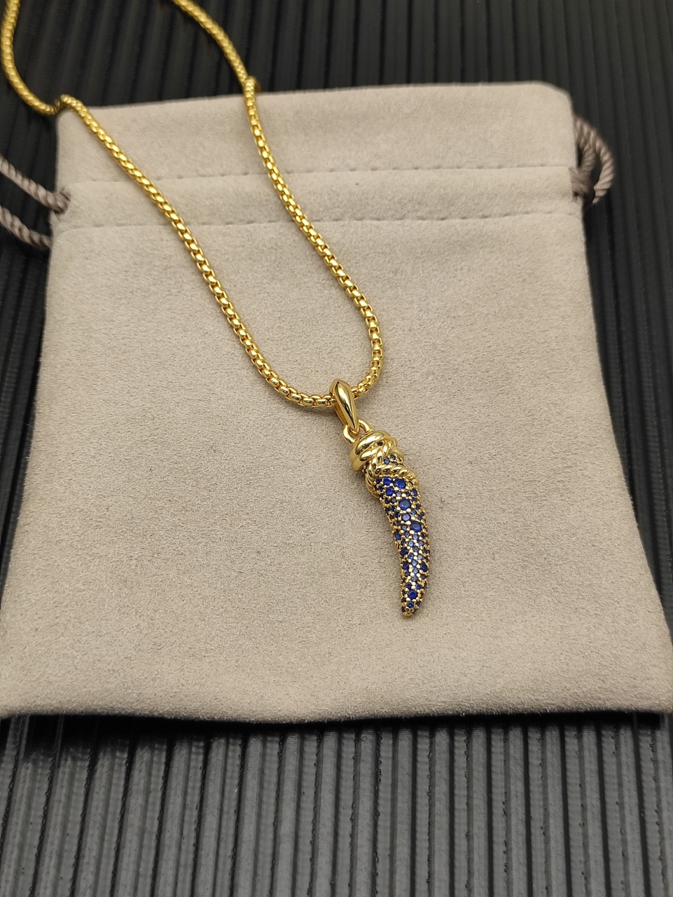 500 💰Davidturman sapphire tooth necklace. Two millimeters long, 45+5cm late. No. DYXL-168 - 图片 3