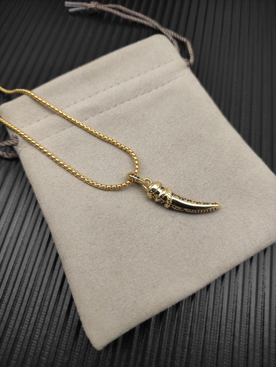 500 💰Davidturman sapphire tooth necklace. Two millimeters long, 45+5cm late. No. DYXL-168 - 图片 4