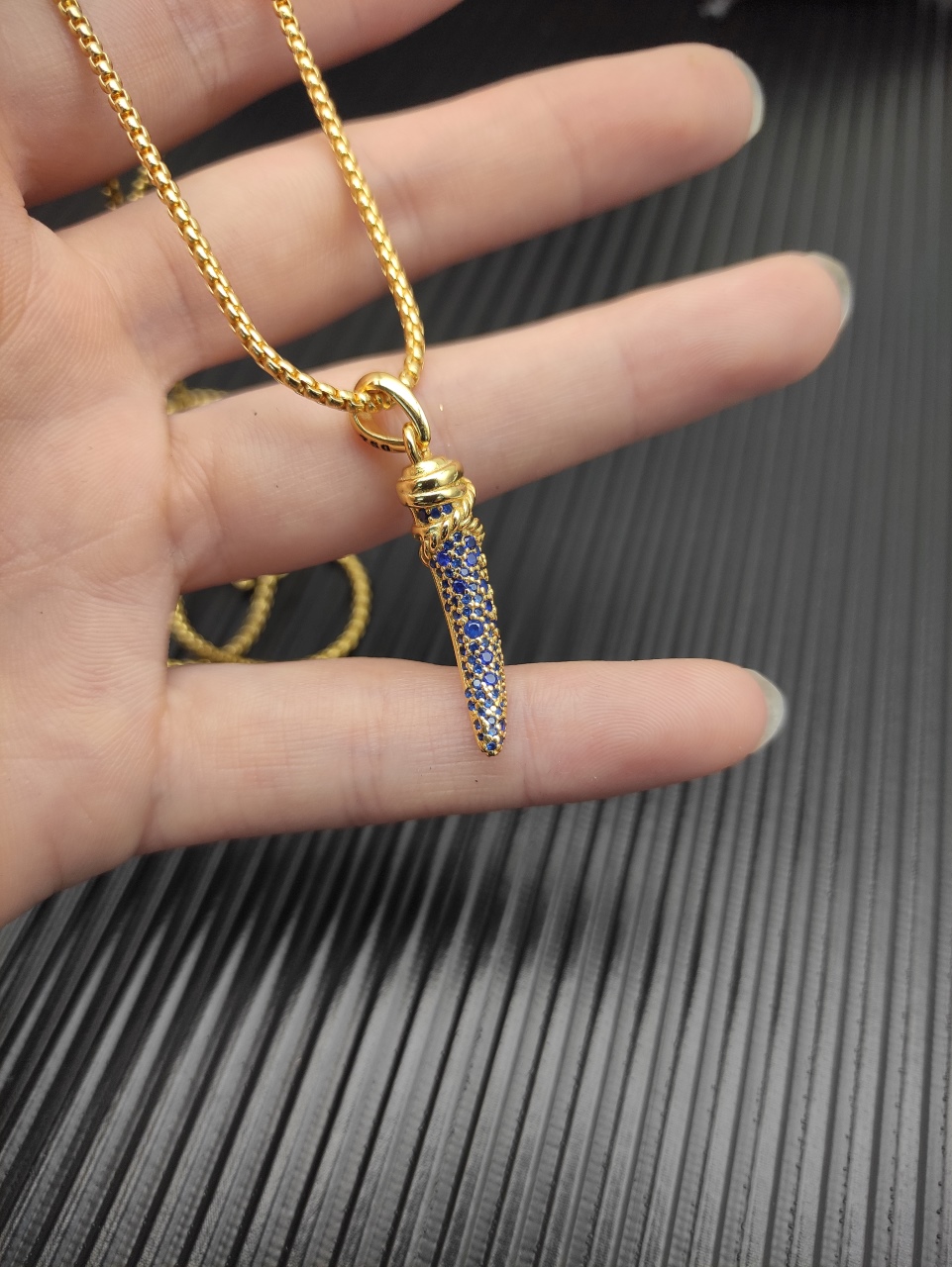 500 💰Davidturman sapphire tooth necklace. Two millimeters long, 45+5cm late. No. DYXL-168 - 图片 6