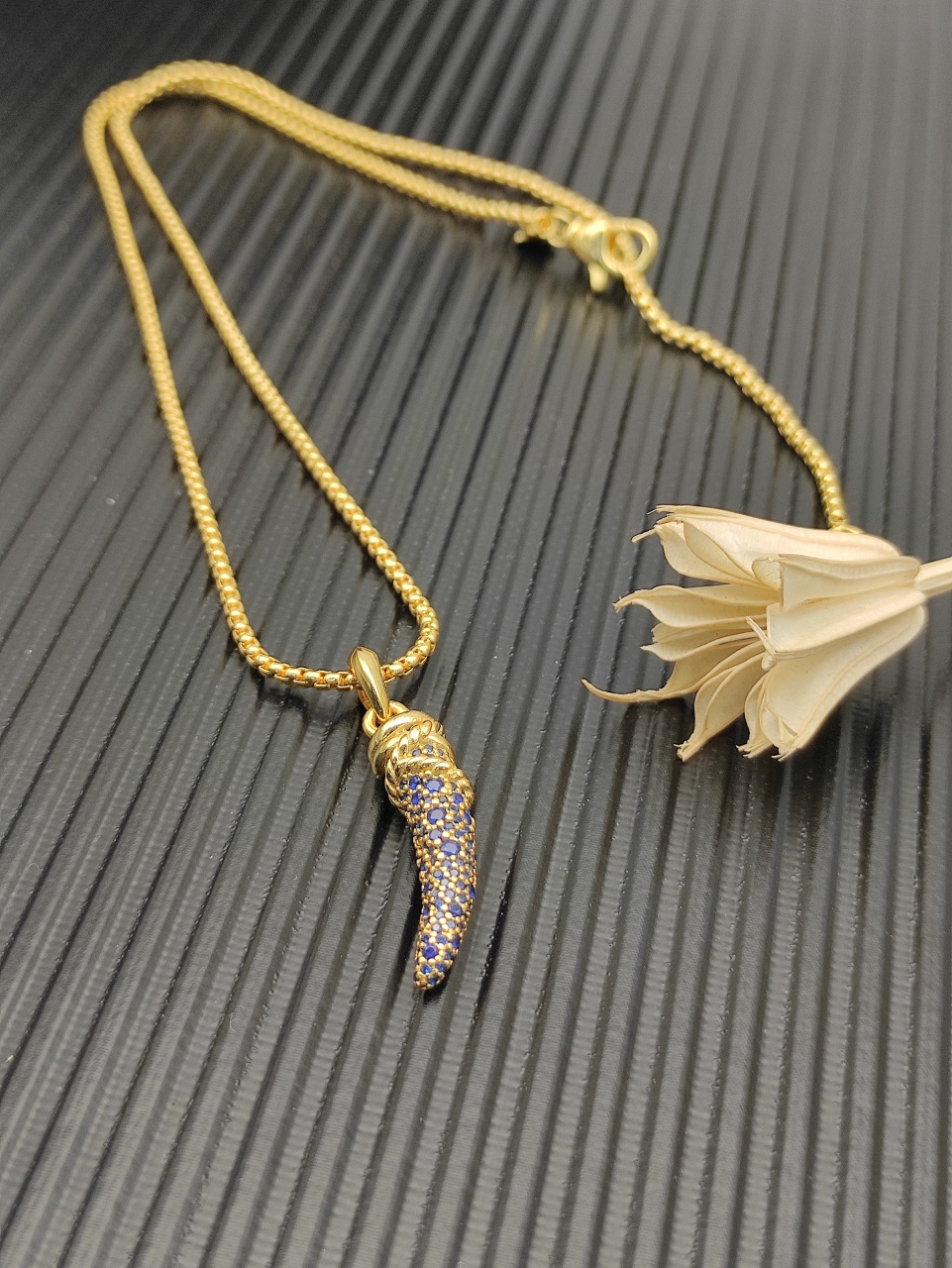 500 💰Davidturman sapphire tooth necklace. Two millimeters long, 45+5cm late. No. DYXL-168 - 图片 7