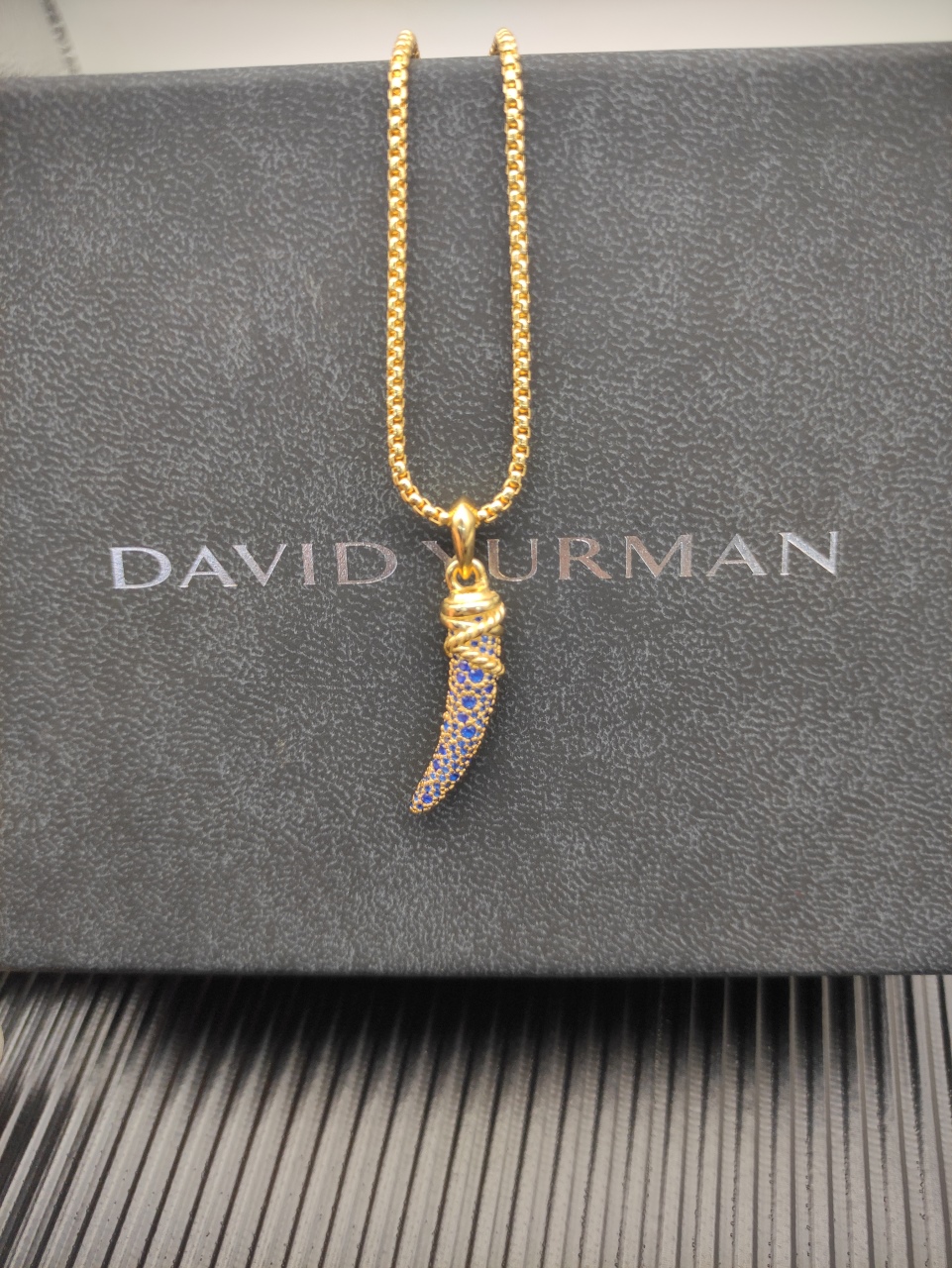 500 💰Davidturman sapphire tooth necklace. Two millimeters long, 45+5cm late. No. DYXL-168 - 图片 8