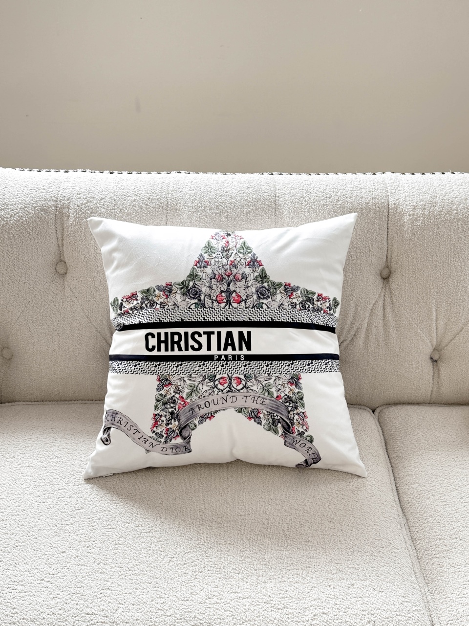 Dior Star Printed Cushion - Elevate Your Home Decor with Luxury