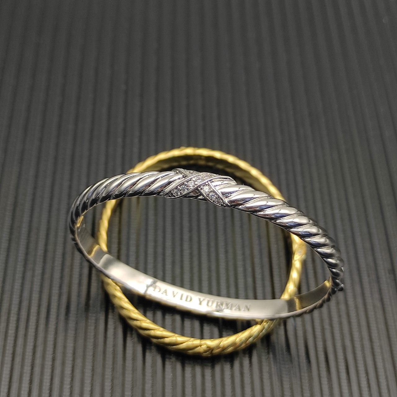 575 💰David Yurman 6.2mm Silver X-band carved wave bracelets. 19 cm. No. DYSZ-337 - 图片 7