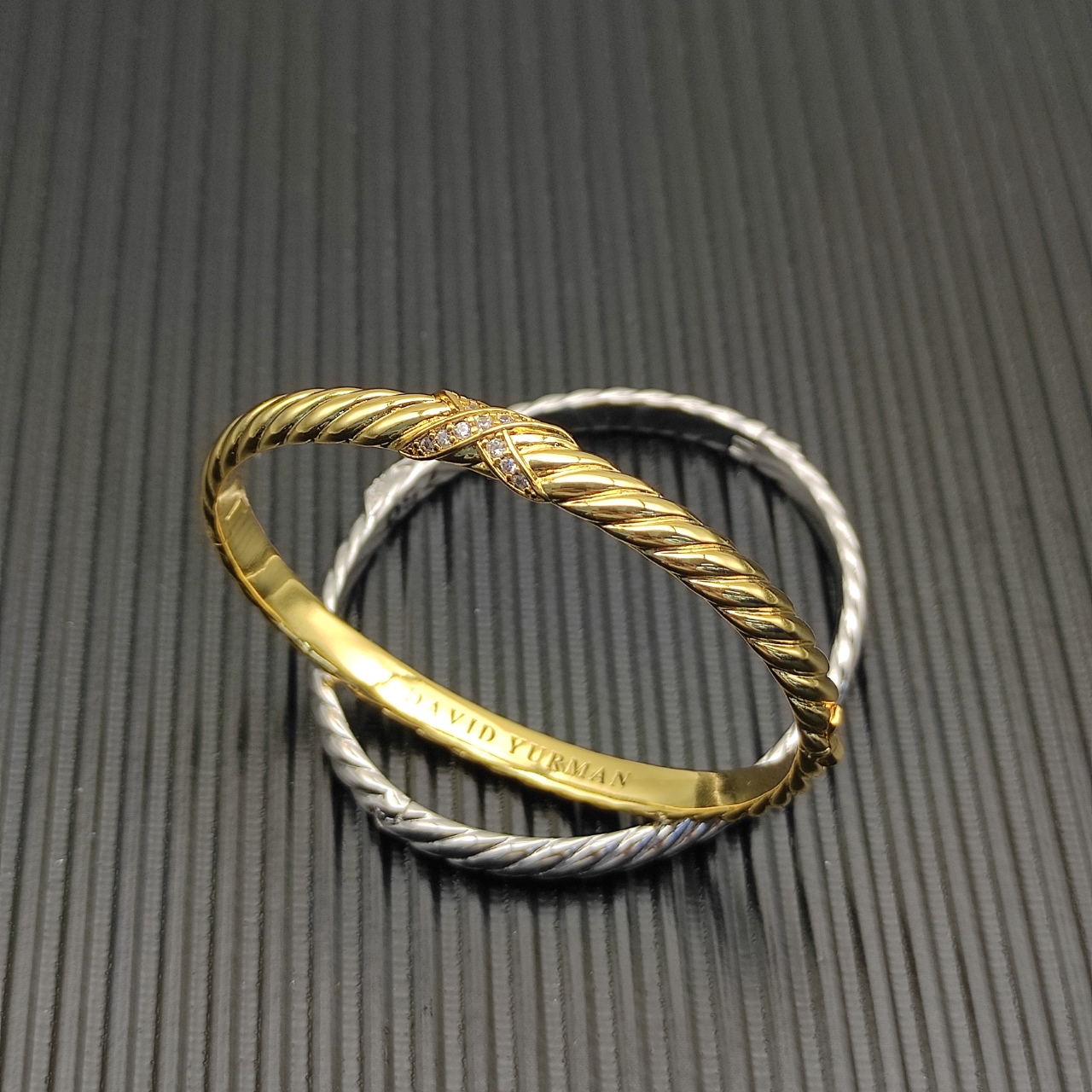 575 💰David Yurman 6.2mm Silver X-band carved wave bracelets. 19 cm. No. DYSZ-337 - 图片 8