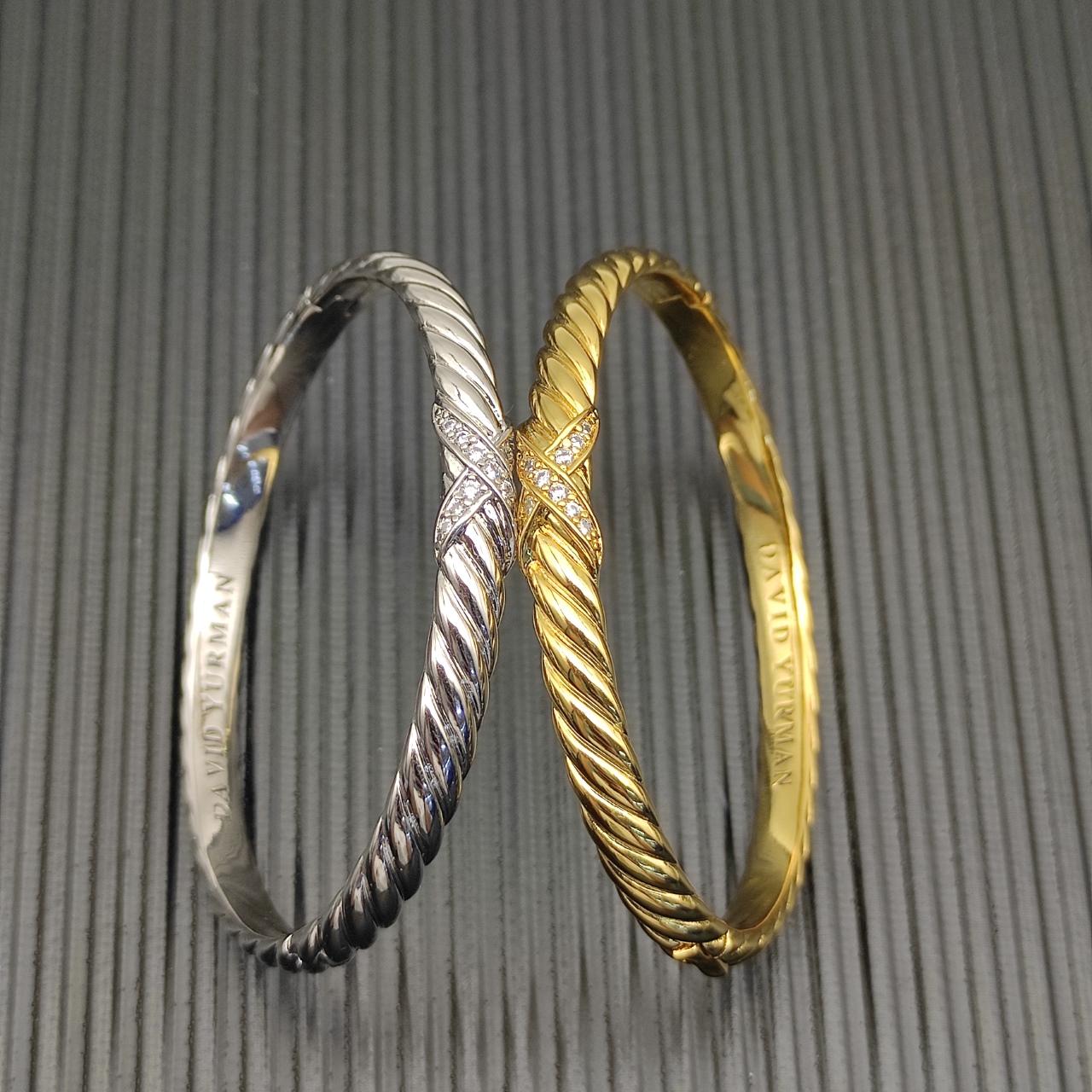 575 💰David Yurman 6.2 mm Gold X-band carved wave bracelets. 19 cm. No. DYSZ-338 - 图片 6