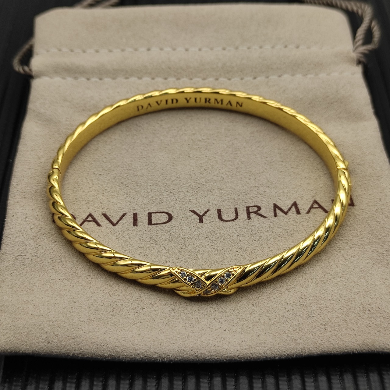 575 💰David Yurman 6.2 mm Gold X-band carved wave bracelets. 19 cm. No. DYSZ-338 - 图片 7