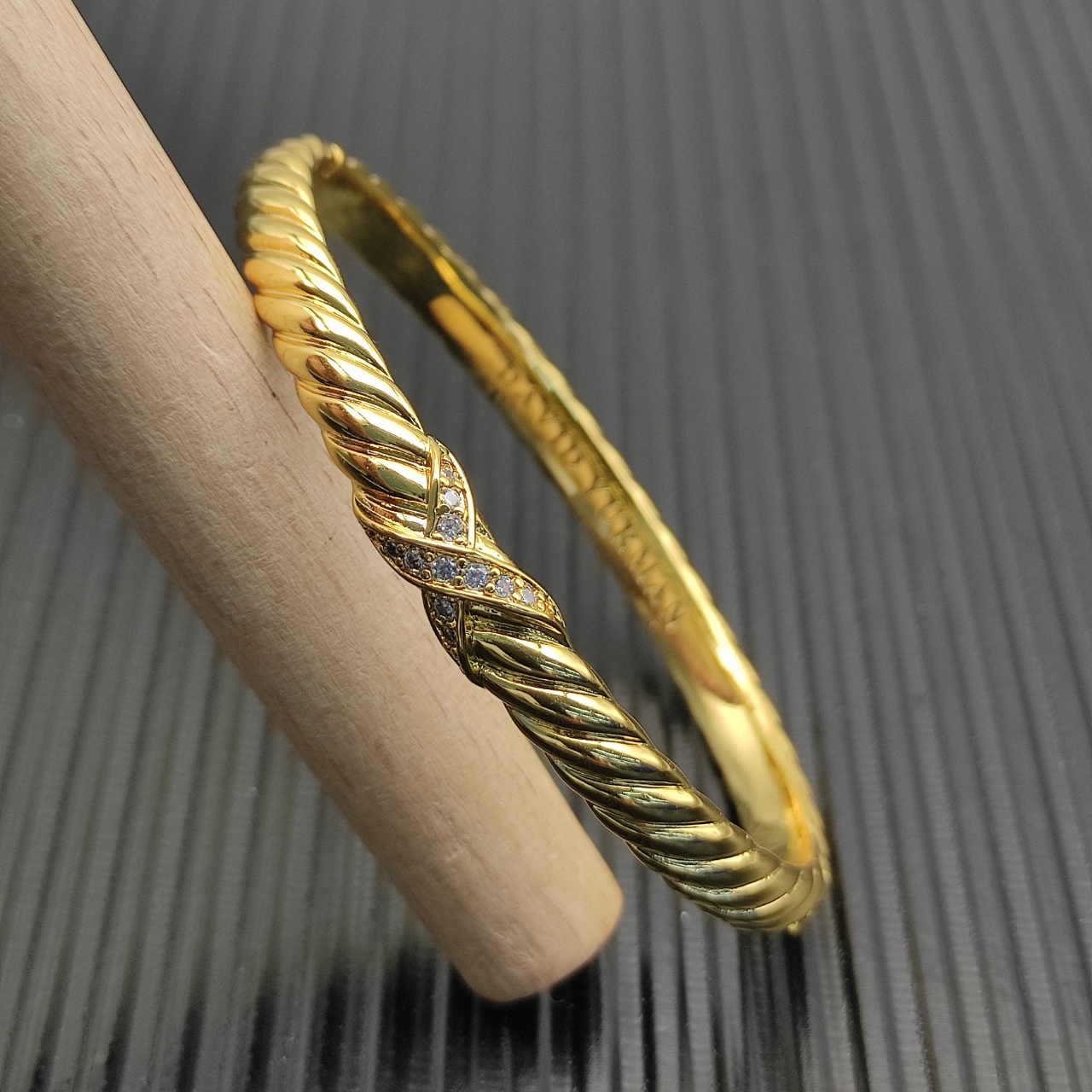 575 💰David Yurman 6.2 mm Gold X-band carved wave bracelets. 19 cm. No. DYSZ-338 - 图片 9