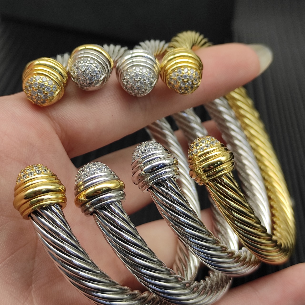 625 💰David Yuurman 7 mm half-blown drilled gold-headed bracelets. No. DYSZ-339 - 图片 9