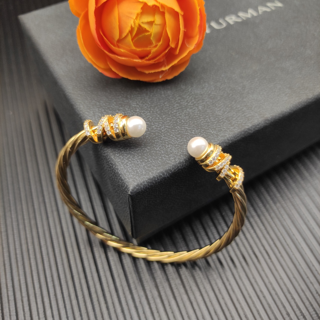 575 💰David Yurman 4 mm gold entangled in a bellwire pearl bracelet. No. DYSZ-340 - 图片 6