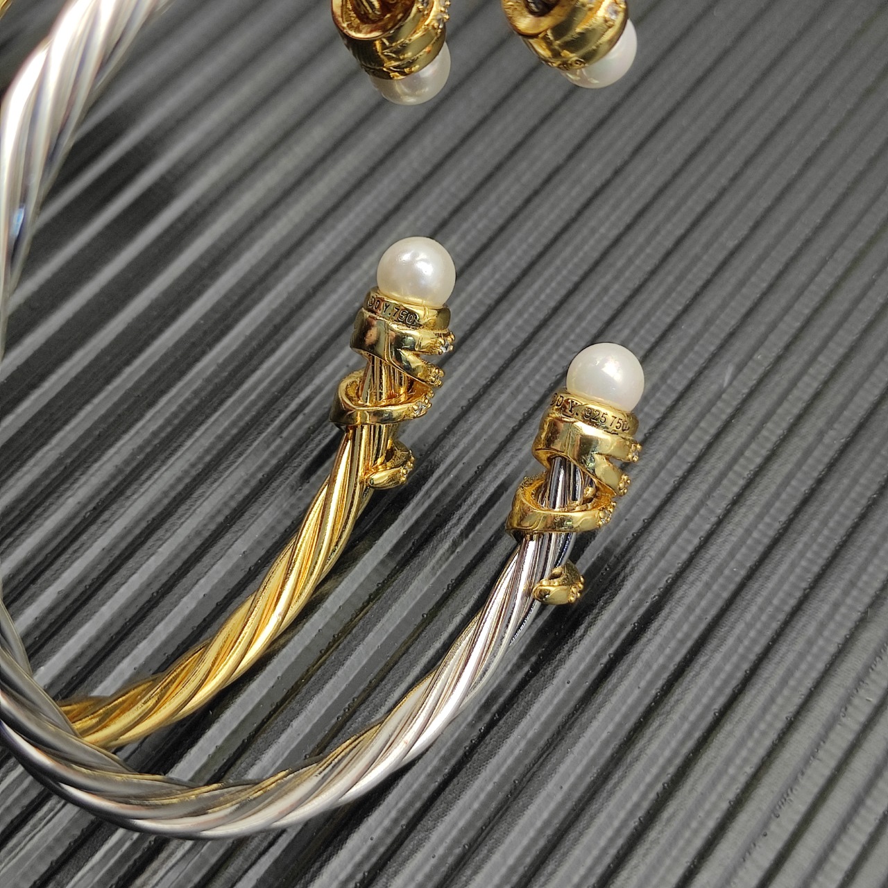 575 💰David Yurman 4 mm gold entangled in a bellwire pearl bracelet. No. DYSZ-340 - 图片 8