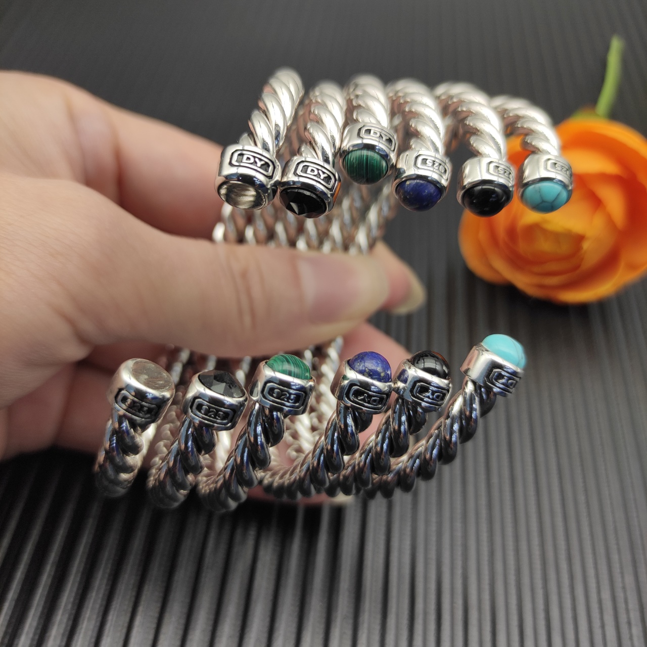 575 💰David Yuurman 6MM silver-coloured cuff bracelets of the Helanaunon. No. DYSZ-341 - 图片 9
