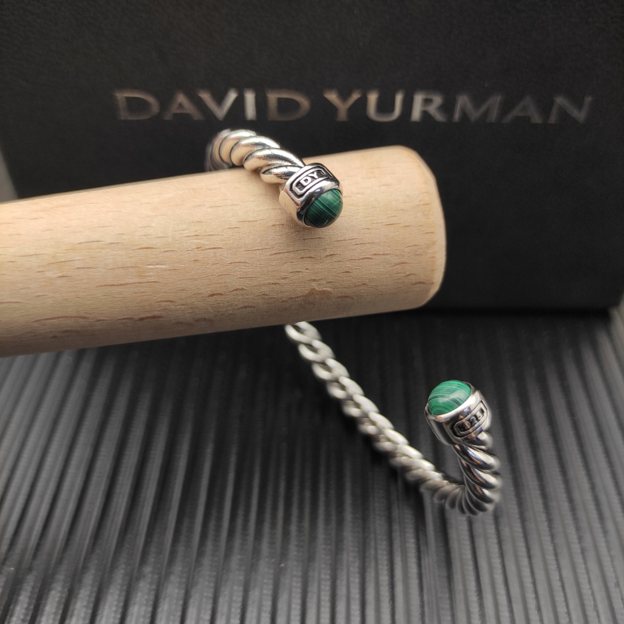 575 💰David Yurman 6MM Silver Peacock Stone line cuff bracelet. No. DYSZ-342 - 图片 3
