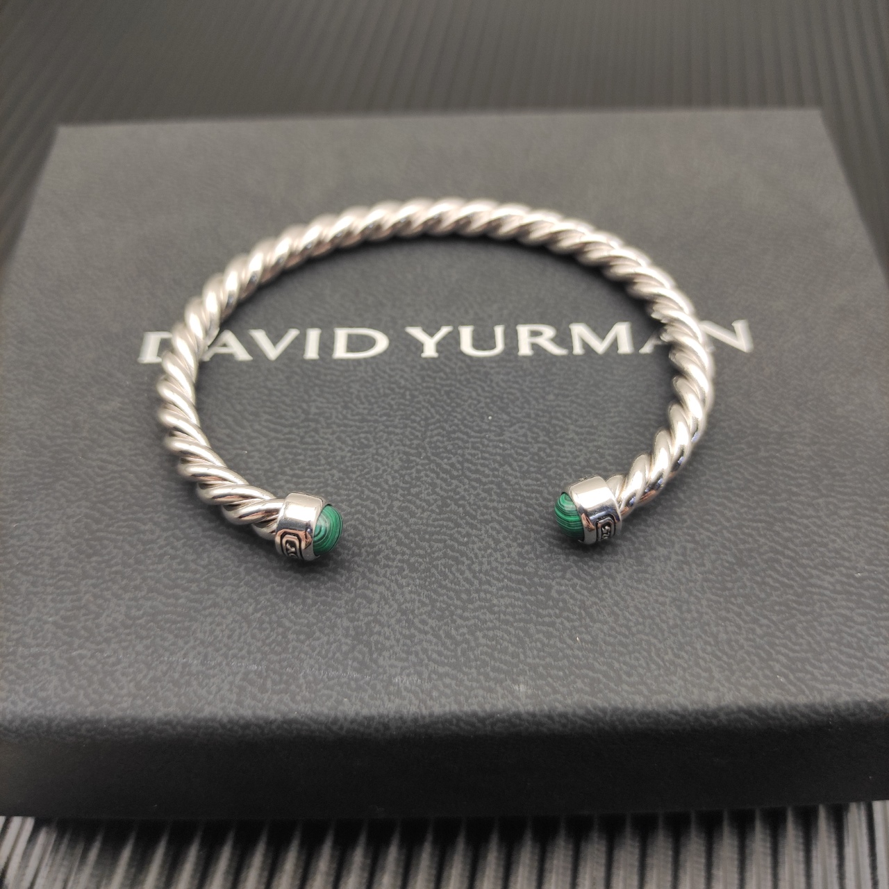 575 💰David Yurman 6MM Silver Peacock Stone line cuff bracelet. No. DYSZ-342 - 图片 7
