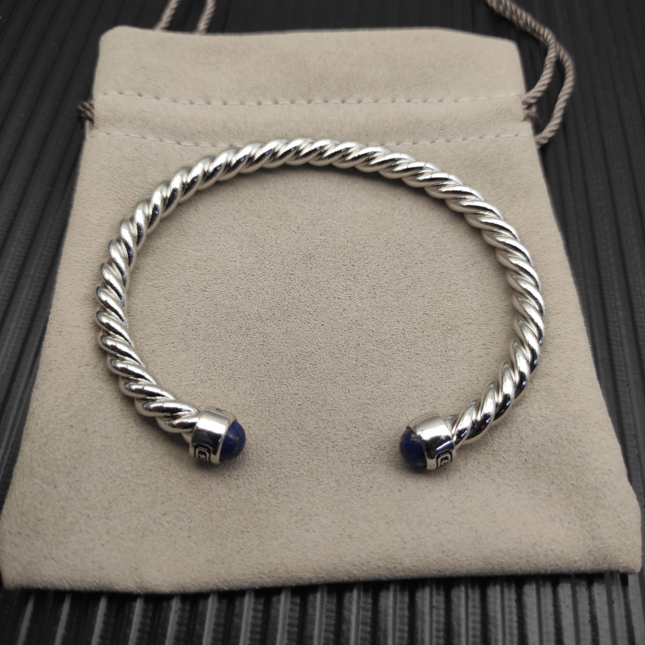 575 💰David Yurma 6MM silver-coloured typhus cuff bracelet. No. DYSZ-344 - 图片 2