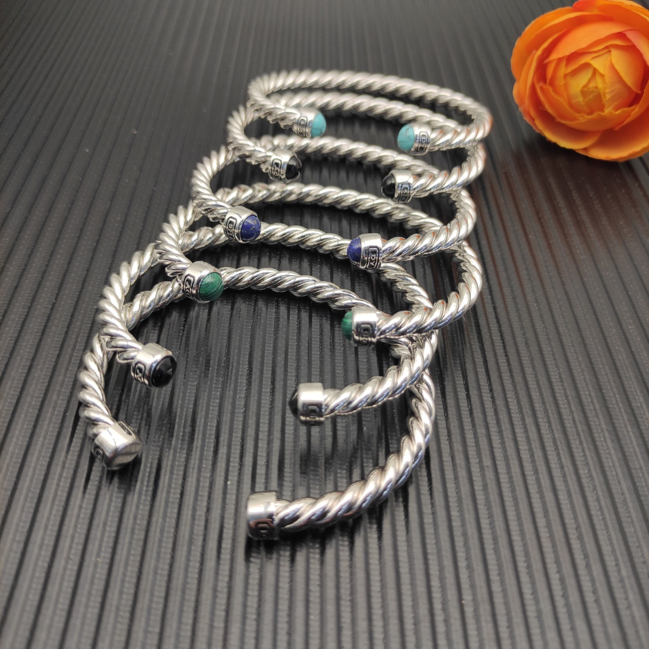 575 💰David Yurma 6MM silver-coloured typhus cuff bracelet. No. DYSZ-344 - 图片 8