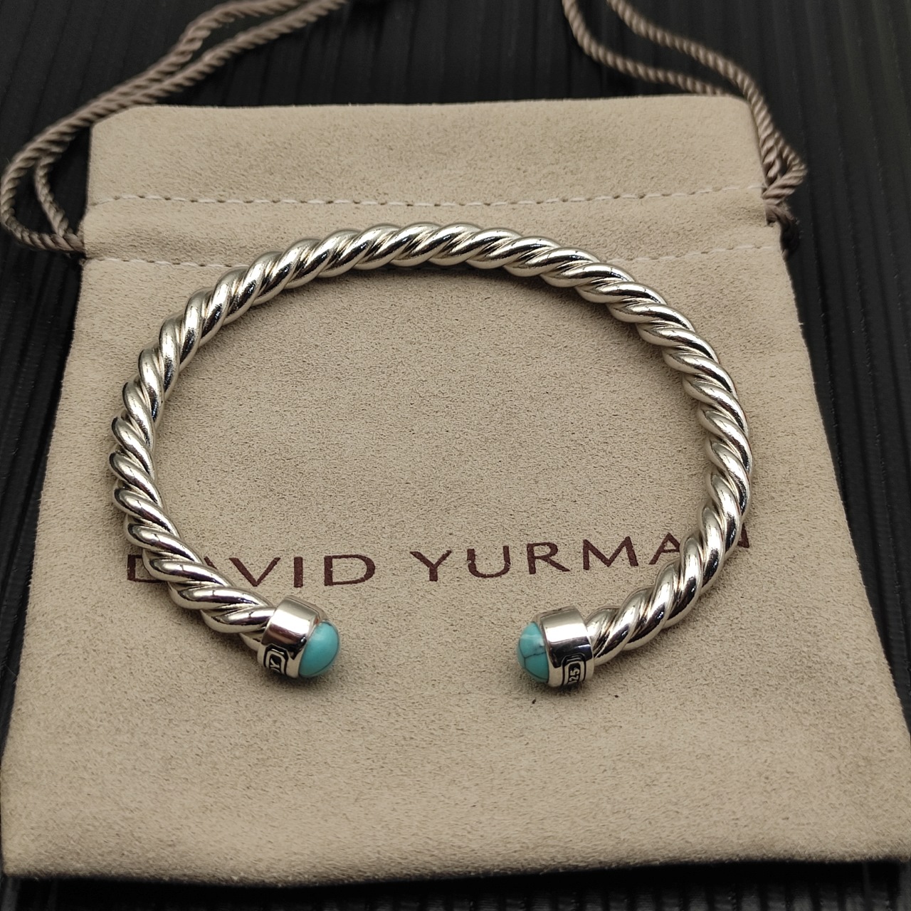 575 💰David Jurman 6MM silver green pine cylindrical bracelet Number DYSZ-345