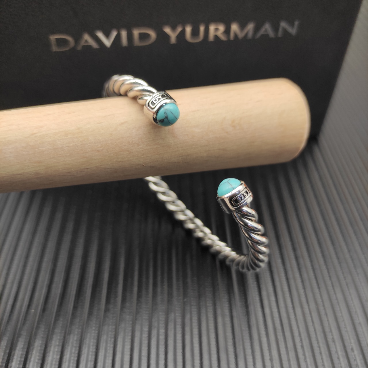 575 💰David Jurman 6MM silver green pine cylindrical bracelet Number DYSZ-345 - 图片 3