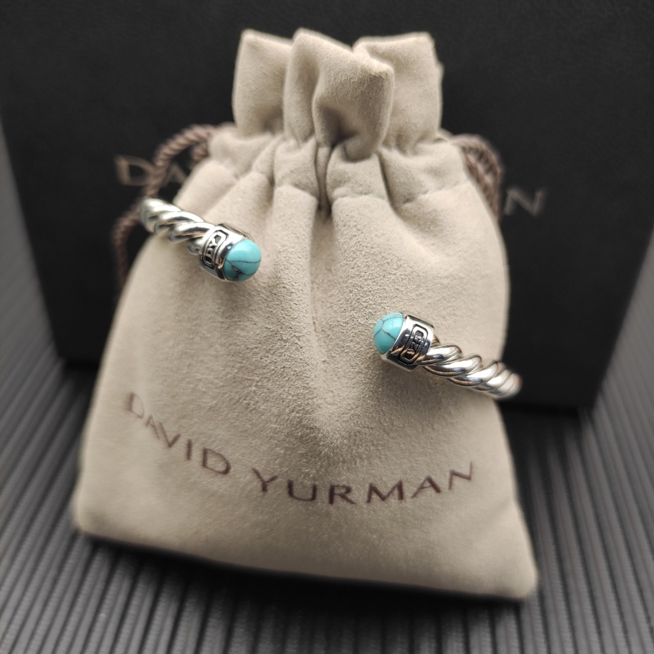 575 💰David Jurman 6MM silver green pine cylindrical bracelet Number DYSZ-345 - 图片 4