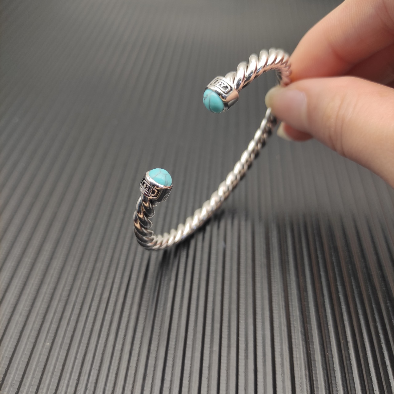 575 💰David Jurman 6MM silver green pine cylindrical bracelet Number DYSZ-345 - 图片 5