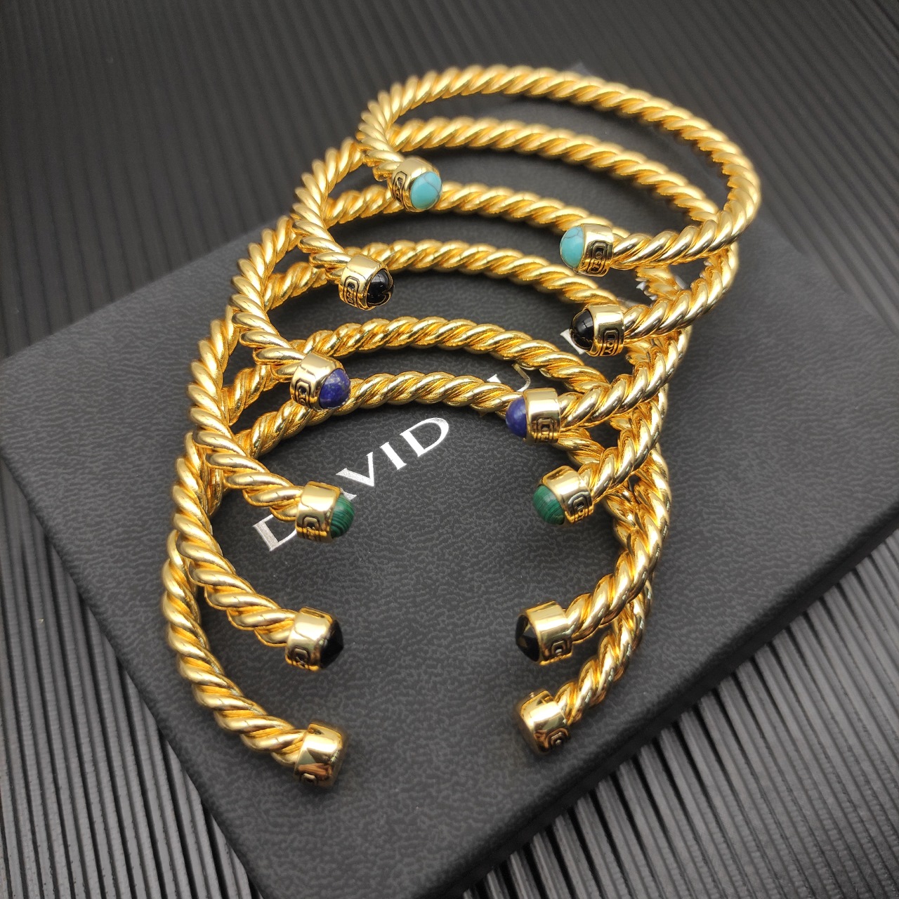 575 💰David Yurman 6MM golden and green cuff bracelets. Number DYSZ-350 - 图片 8