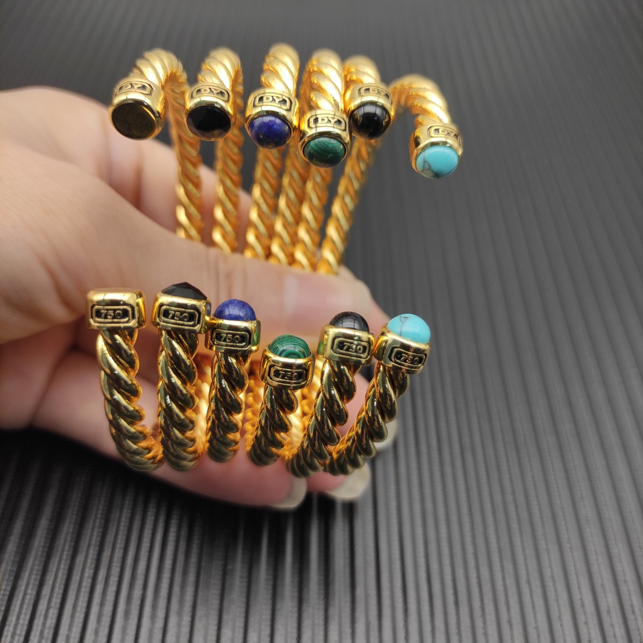 575 💰David Yurman 6MM golden and green cuff bracelets. Number DYSZ-350 - 图片 9
