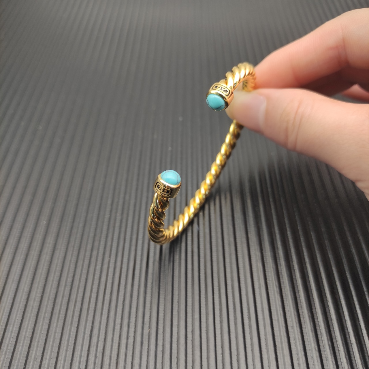 575 💰David Yurma 6MM Green Pine line cuff bracelet. No. DYSZ-351 - 图片 5