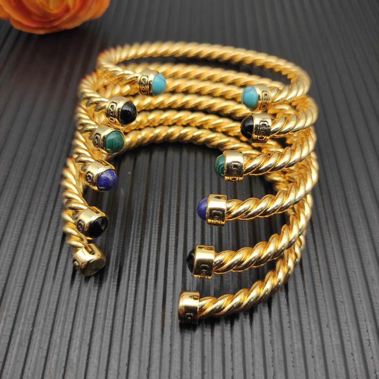 575 💰David Yurma 6MM Green Pine line cuff bracelet. No. DYSZ-351 - 图片 9