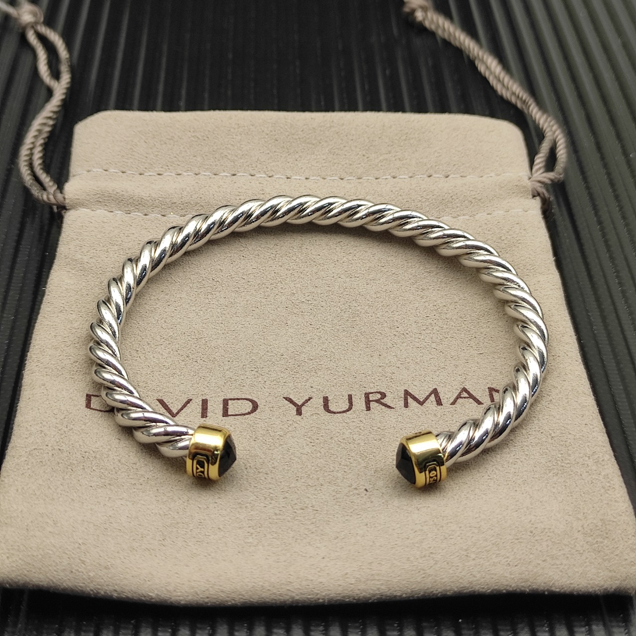 575 💰David Yurman 6MM black diamond line cuff bracelet. No. DYSZ-355 - 图片 1