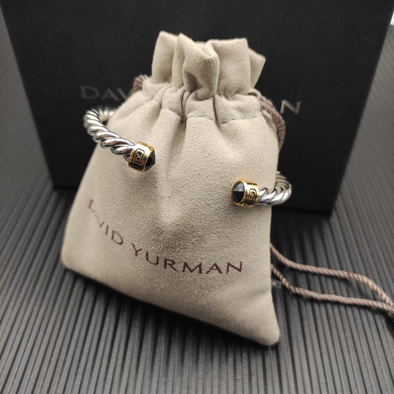 575 💰David Yurman 6MM black diamond line cuff bracelet. No. DYSZ-355 - 图片 4