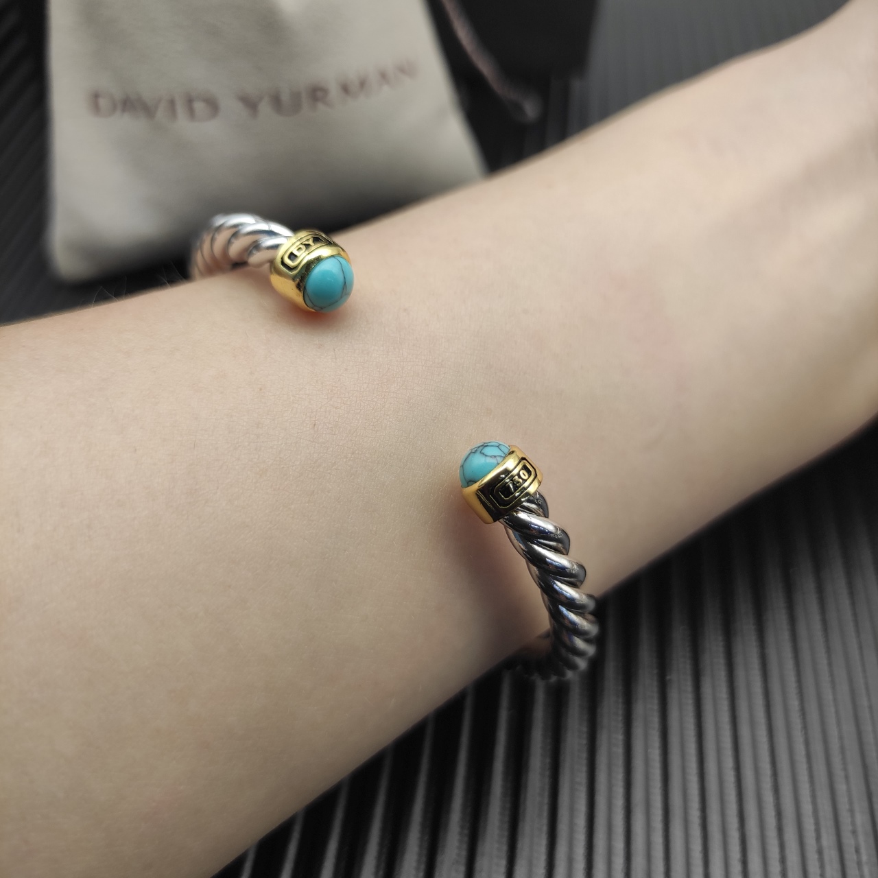 575 💰David Yurman 6MM cuff bracelets of the split green pine line. Number DYSZ-357 - 图片 6