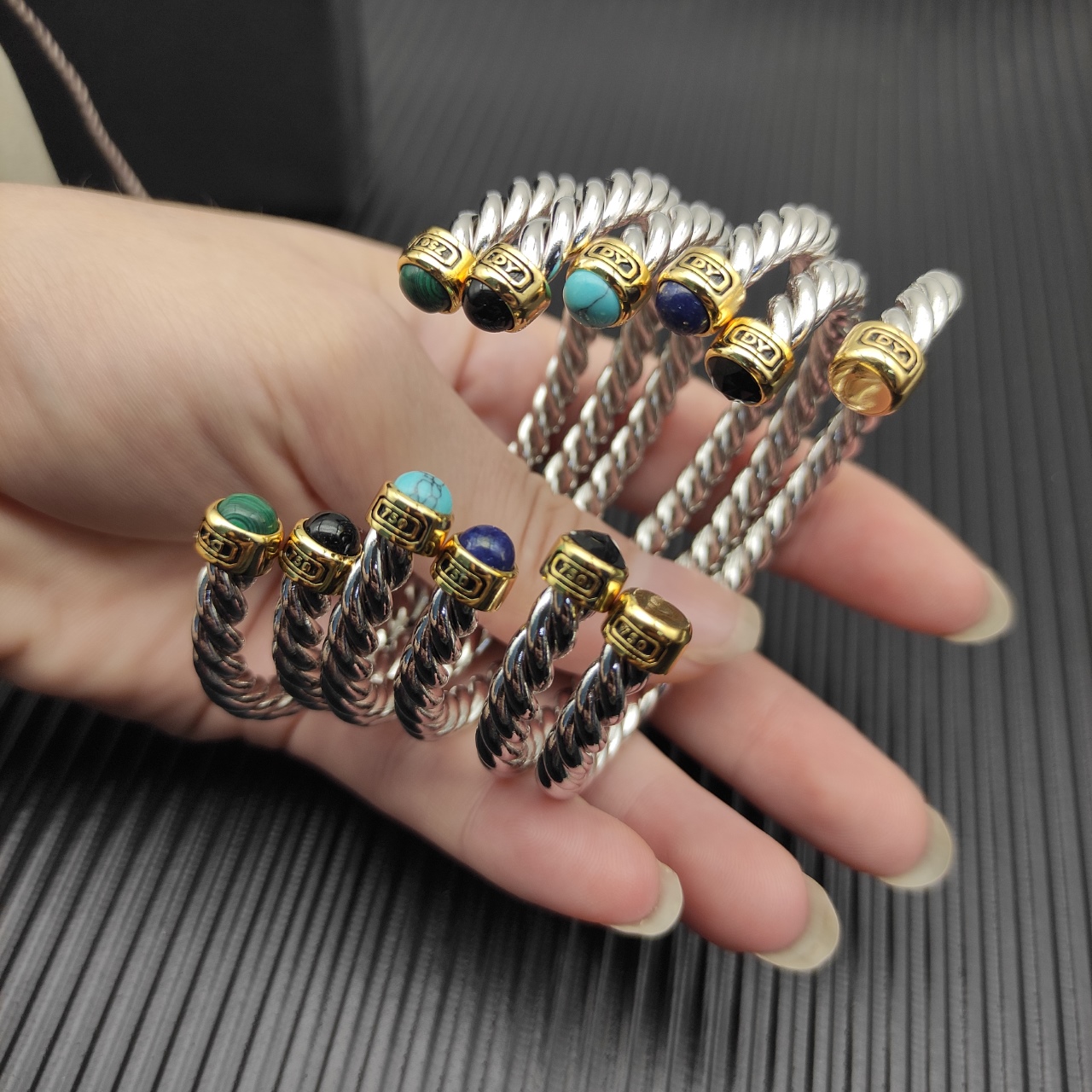 575 💰David Yurman 6MM cuff bracelets of the split green pine line. Number DYSZ-357 - 图片 7