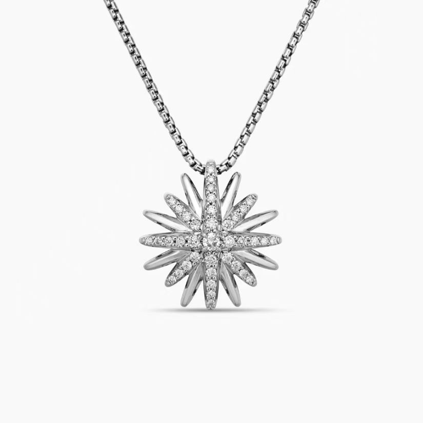NO:555491,David Yurman 19mm silver sunflower necklace. Chain thickness 1.5mm, length 45+5cm delay chain number DYXL-175, fine jewelry, necklace19860909David Yurman 19mm银色太阳花项链. 链条粗1.5mm,长度45+5cm延迟链   编号DYXL-175,饰品精品,necklace,Jewelry