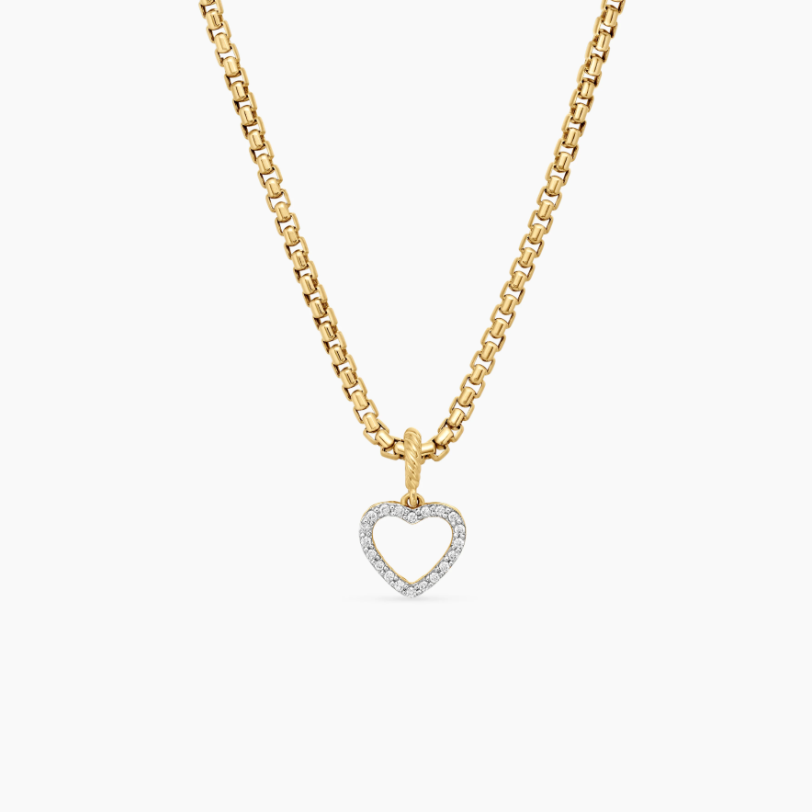 NO:555476,David Yurman 11mm gold hollow heart-shaped diamond necklace. Chain thickness 1.5mm, length 45+5cm delay chain No. DYXL-178, fine jewelry, necklace19860909David Yurman 11mm金色镂空心形镶钻项链. 链条粗1.5mm,长度45+5cm延迟链   编号DYXL-178,饰品精品,necklace,Jewelry