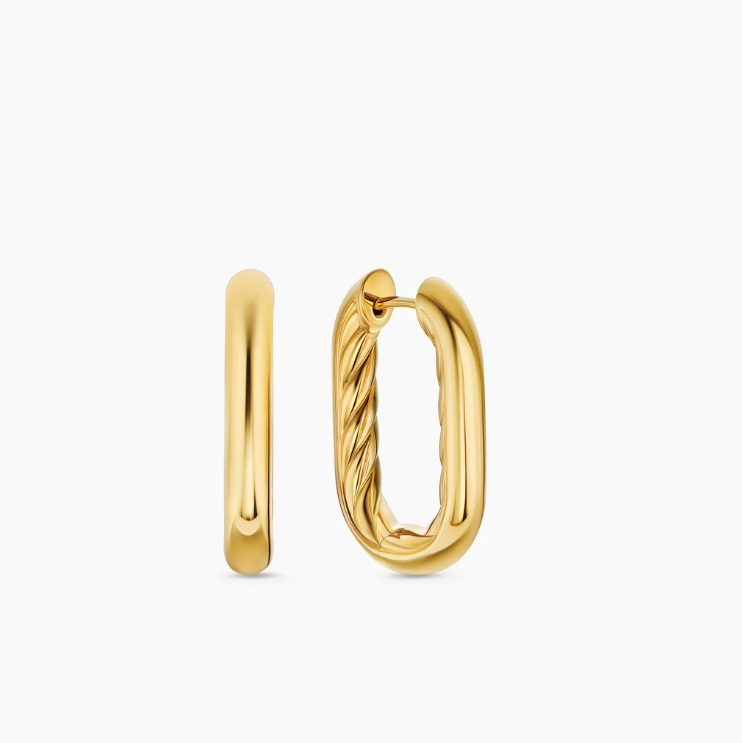 NO:603373,David Yurman 24.3*15.9mm gold exterior hoop earrings., jewelry boutique, earrings19860909David Yurman 24.3*15.9mm金色外光身圈形耳环.,饰品精品,earrings,Jewelry