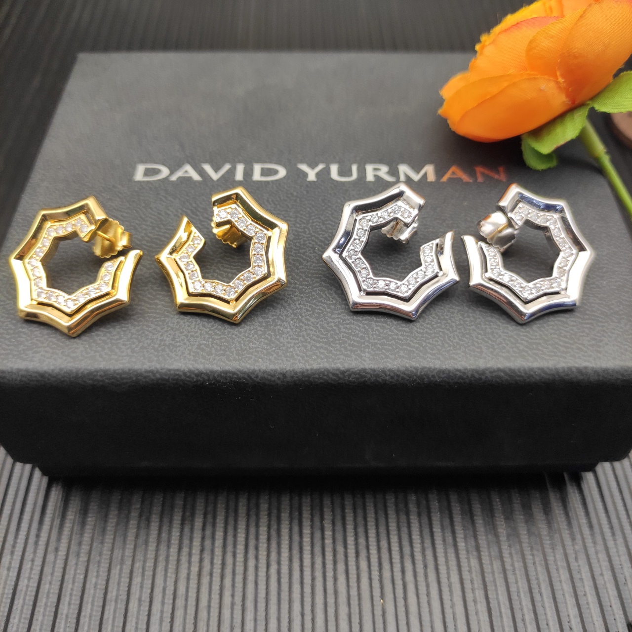NO:603382,David Yurman 27*8.5mm zigzag stacked earrings., jewelry boutique, earrings19860909David Yurman 27*8.5mm锯齿形堆叠耳环.,饰品精品,earrings,Jewelry